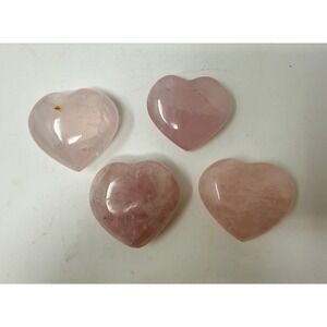 4pc Rose Quartz Heart Polished Stone Set Pink Crystal Healing Specimens 1.5in